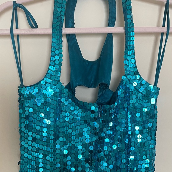 Blue sequin evening disco dress - Picture 10 of 11